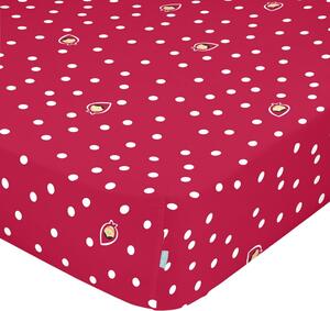 Crvena pamučna plahta s gumicom Mr. Lisica Baka, 90 x 200 cm