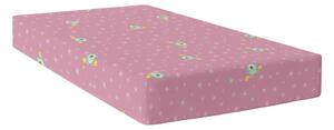 Ružičasta pamučna plahta s gumicom Mr. Lisičja bundeva, 90 x 200 cm
