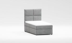 Svijetlo sivi tapecirani krevet s prostorom za pohranu s podnicom 100x200 cm Lena – Ropez