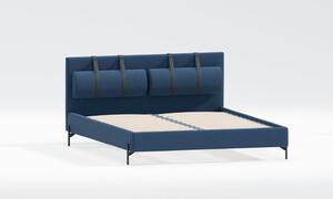 Tamno plavi tapecirani bračni krevet s podnicom 200x200 cm Tulsa – Ropez