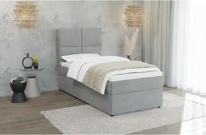 Svijetlo sivi tapecirani krevet s prostorom za pohranu s podnicom 90x200 cm Lena – Ropez