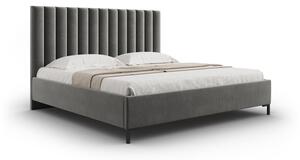Sivi tapecirani bračni krevet s prostorom za pohranu s podnicom 160x200 cm Casey – Mazzini Beds
