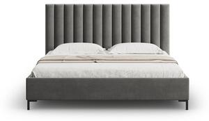 Sivi tapecirani bračni krevet s prostorom za pohranu s podnicom 160x200 cm Casey – Mazzini Beds