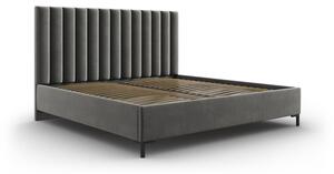 Sivi tapecirani bračni krevet s prostorom za pohranu s podnicom 140x200 cm Casey – Mazzini Beds