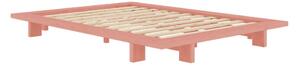 Svijetlo ružičasti bračni krevet od masivnog bora s podnicom 140x200 cm Japan – Karup Design