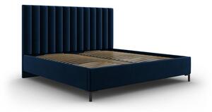 Tamno plavi tapecirani bračni krevet s prostorom za pohranu s podnicom 180x200 cm Casey – Mazzini Beds