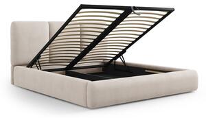 Bež tapecirani bračni krevet s prostorom za pohranu s podnicom 140x200 cm Brody – Mazzini Beds