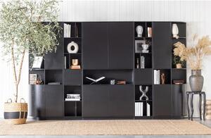 Crna modularna biblioteka od masivnog bora 120x210 cm Finca – WOOOD