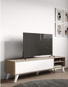 Bijela/u prirodnoj boji TV komoda u dekoru hrasta 165x43 cm Prism – TemaHome