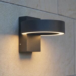 Lucande Nirella vanjska zidna LED svjetiljka, crna, CCT, IP65, Crno, Metal