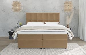 Oker žuti tapecirani bračni krevet s prostorom za pohranu 140x200 cm Flip – Ropez