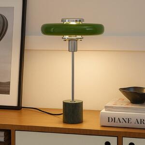 Lindby Branford stolna lampa, retro, zelena, metal/mramor, Zelena, Dnevni boravak/blagovaonica, Metal