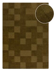 Kaki zeleni ručno rađen vunen tepih 200x290 cm Checkerboard – Flair Rugs