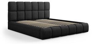 Crni tapecirani bračni krevet s prostorom za pohranu s podnicom 200x200 cm Bellis – Micadoni Home