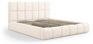 Bež tapecirani bračni krevet s prostorom za pohranu s podnicom 200x200 cm Bellis – Micadoni Home
