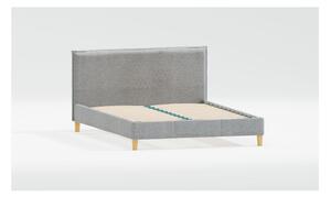 Sivi tapecirani bračni krevet s podnicom 200x200 cm Tina – Ropez
