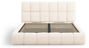 Krem tapecirani bračni krevet s prostorom za odlaganje s podnicom 200x200 cm Bellis – Micadoni Home