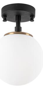 Crno-bijela stropna svjetiljka sa staklenim sjenilom ø 15 cm Atmaca – Opviq lights