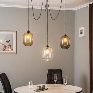 TK Lighting Viseća svjetiljka Elio, staklo, smeđa/prozirno/siva, 3 žarulje,, prigušiva, Providna, Dnevni boravak/blagovaonica, Staklo