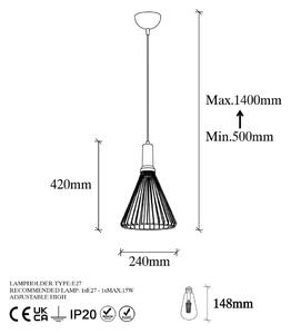 Crna viseća svjetiljka s metalnim sjenilom ø 24 cm Dear – Opviq lights