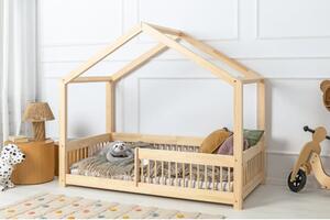 Dječji krevet od masivnog bora u obliku kućice 90x200 cm u prirodnoj boji Mila RMW – Adeko