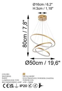 LED viseća svjetiljka u zlatnoj boji ø 50 cm Simit – Opviq lights