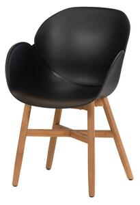 Crna/u prirodnoj boji vrtna stolica od masivnog drveta/plastična Tulip – Exotan