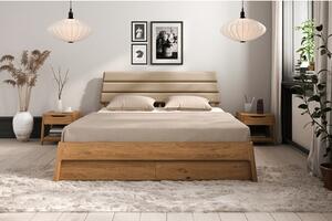 Bračni krevet od punog hrasta 140x200 cm u prirodnoj boji Twig – The Beds