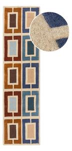 Plava/narančasta ručno rađena vunena staza 60x230 cm Retro Blocks – Flair Rugs