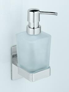 Stakleni samoljepljiv dozator sapuna u sjajno srebrnoj boji 200 ml Genova – Wenko