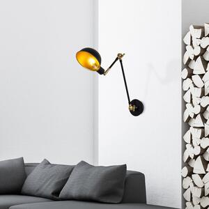 Crna/u zlatnoj boji zidna lampa ø 15 cm Sivani – Opviq lights