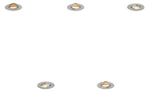 Set od 5 modernih ugradbenih reflektora aluminijski uklj. LED IP67 - Linsey