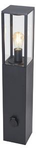 Moderna vanjska podna svjetiljka crna 80 cm s utičnicom IP44 - Charlois