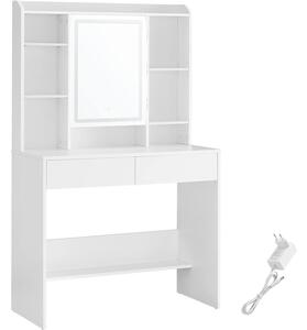 Toaletni stol s podesivim LED osvjetljenjem, 40 x 90 x 144.7 cm, bijeli | VASAGLE