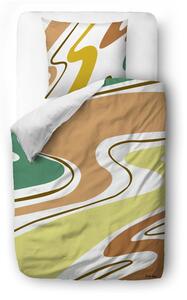 Bijela/narančasta posteljina za krevet za jednu osobu od pamučnog satena 140x200 cm Student Collection – Butter Kings