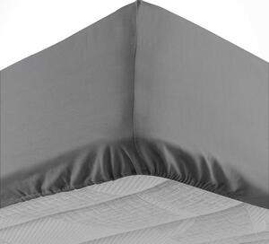 Antracitno siva pamučna plahta s gumom 180x200 cm Lina – douceur d'intérieur