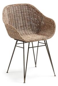 CHARLEYS stolica sa rukonaslonom metalno siva, prirodni ratan