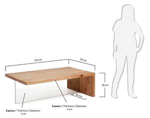 TRISSS stolić za kavu 120x70, staklena ploča, prirodno drvo hrasta