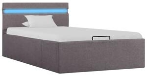 VidaXL Hidraulični okvir za krevet od tkanine LED smeđe-sivi 90x200 cm