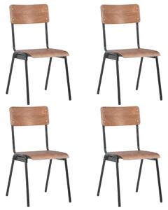 VidaXL Blagovaonske stolice 4 kom smeđe od masivne iverice i čelika