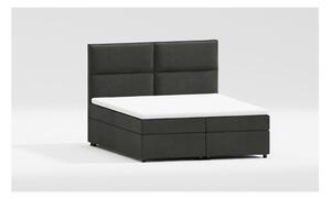 Tamno sivi tapecirani bračni krevet s prostorom za pohranu s podnicom 140x200 cm Rico – Ropez