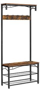 Vješalica (stalak) za hodnik HENRY s prostorom za cipele, 80x30x178,5 cm, smeđa/crna Vasagle