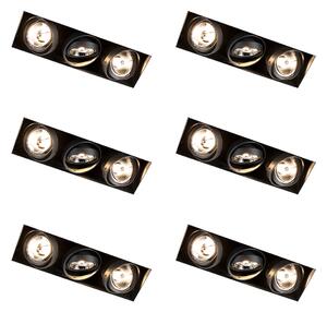 Set od 6 ugradbenih reflektora crni GU10 AR70 bez okvira 3-svjetla - Oneon