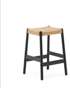 Crne/u prirodnoj boji barske stolice u setu 2 kom od punog hrasta (visine sjedala 66 cm) Yalia – Kave Home