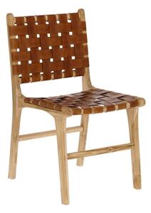 Konjak smeđe/u prirodnoj boji kožne blagovaonske stolice u setu 2 kom Calixta – Kave Home