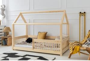 Dječji krevet od masivnog bora u obliku kućice 70x140 cm u prirodnoj boji Mila MBW – Adeko