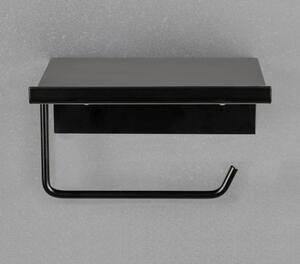 Crni metalni samoljepljiv/s policom držač toaletnog papira Desulo – Wenko
