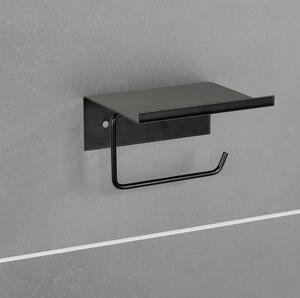 Crni metalni samoljepljiv/s policom držač toaletnog papira Desulo – Wenko