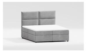 Svijetlo sivi tapecirani bračni krevet s prostorom za pohranu s podnicom 200x200 cm Rico – Ropez