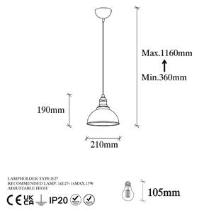 Crna viseća svjetiljka s metalnim sjenilom ø 21 cm Varzan – Opviq lights